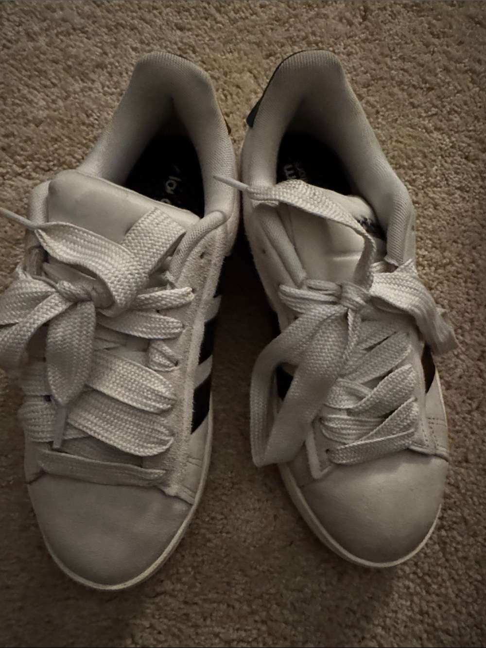 adidas White Sneakers with Black Stripes - Women’s Low-Top
